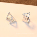 Customized 925 Sterling Silver Triangle Shape Hollow Stud Earrings